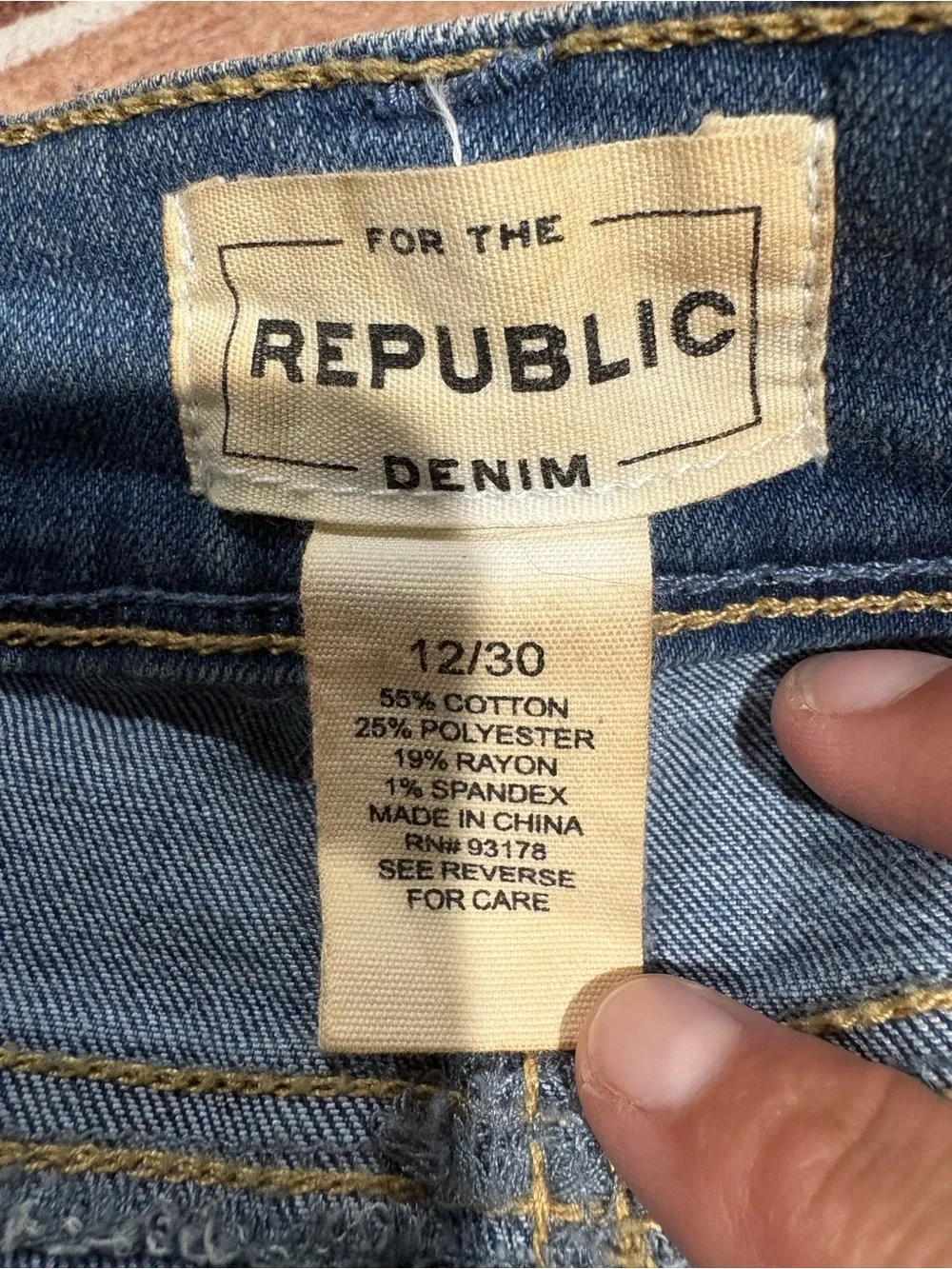 For The Republic Distressed Skinny Jeans Fray Hem Slit Size 12/30 Medium Wash